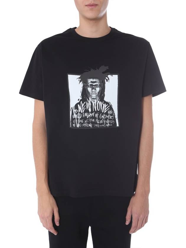 Men's Basquiat Printing Short Sleeve T-Shirt Black - NEIL BARRETT - BALAAN 2