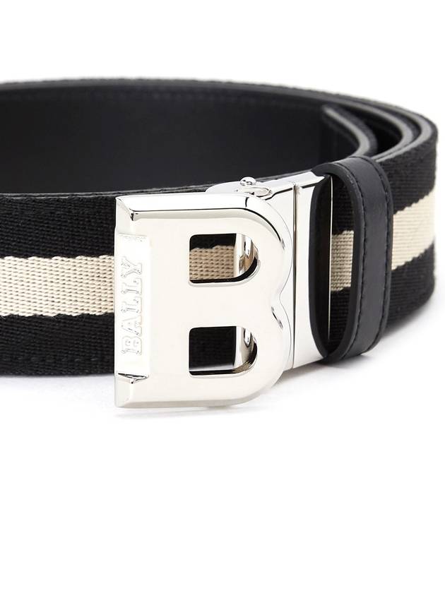 Unisex B Buckle Reversible Belt Black White - BALLY - BALAAN 7