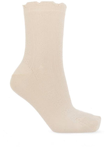 Ganni Ruffled Socks, Women's, Beige - GANNI - BALAAN 1