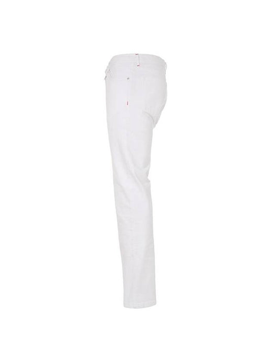 24SS UPNJSM K0602D 12 Red Leather Patch White Denim Pants - KITON - BALAAN 2