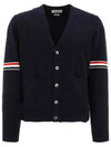 Milano Stitch Sprite Armband Cotton V-neck Cardigan Navy - THOM BROWNE - BALAAN 2