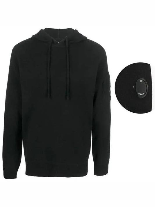 Lambswool Knit Hoodie Black - CP COMPANY - BALAAN 2