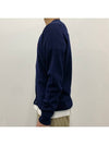 Small Heart Logo Wool Cardigan Navy - AMI - BALAAN 4