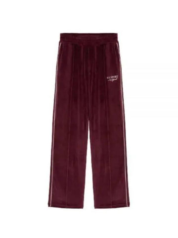 SR SPORT VELOUR TRACK PANTS MERLOT SW751 sports velor - SPORTY & RICH - BALAAN 1