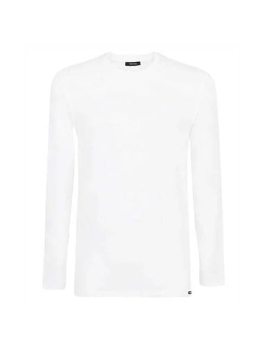 Crew Neck Cotton Modal Long Sleeve T-Shirt White - TOM FORD - BALAAN 1