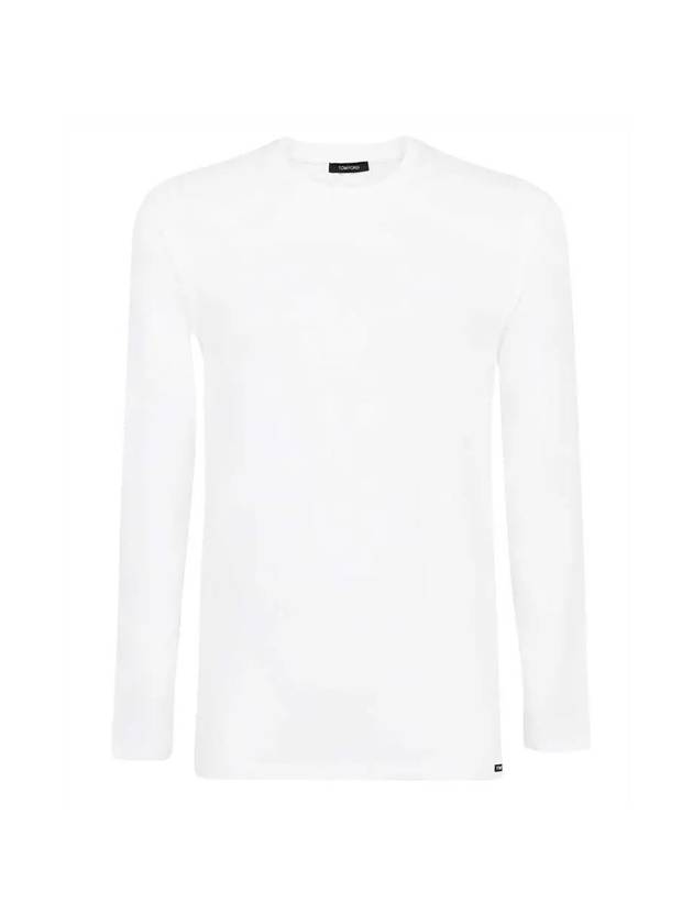 Crew Neck Cotton Modal Long Sleeve T-Shirt White - TOM FORD - BALAAN 1