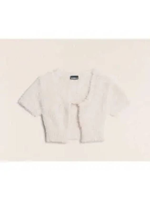 La Maile Neve Logo Charm Fluffy Crop Cardigan Offwhite - JACQUEMUS - BALAAN 2