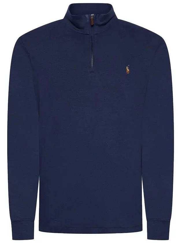 Embroidered Pony Logo Half Zip-Up Knit Top Navy - POLO RALPH LAUREN - BALAAN 2