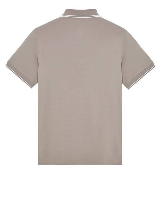 Stretch Cotton Pique Short Sleeve Polo Shirt  Dove Grey - STONE ISLAND - BALAAN 3