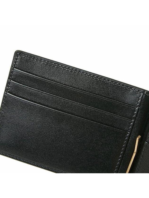 Tiny Cassandre Gold Monogram Logo Money Clip Card Wallet Black - SAINT LAURENT - BALAAN.