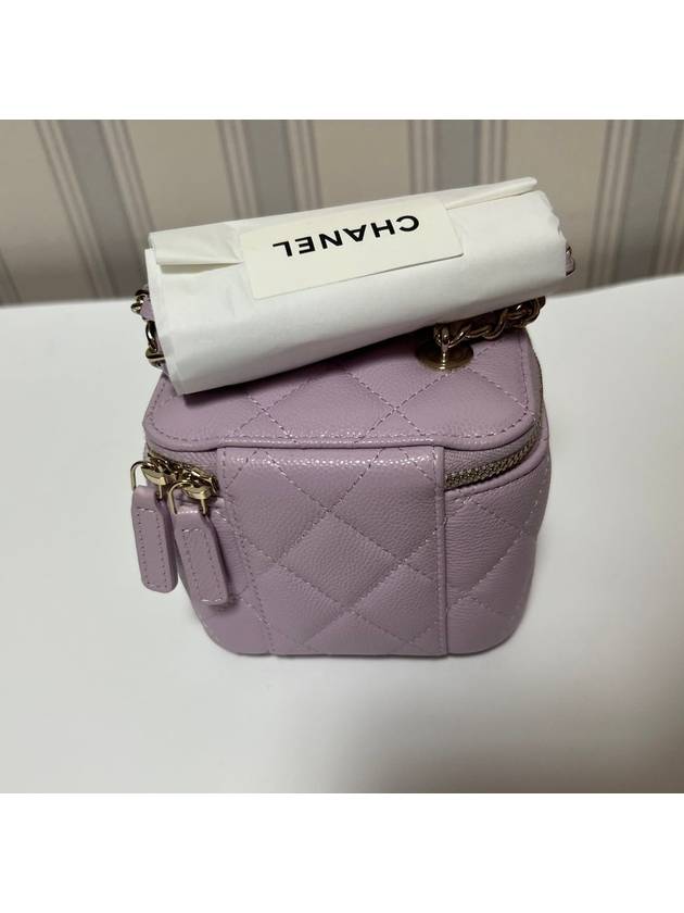 Top handle vanity bag square light purple champagne gold small chain cosmetic case cross AP1340 mini - CHANEL - BALAAN 5