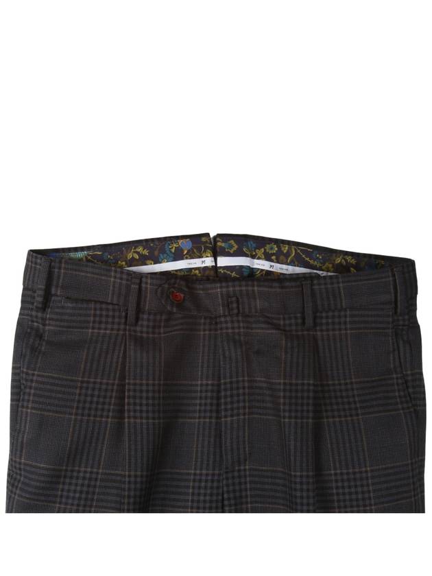 Virgin wool check pleated brown pants - PT TORINO - BALAAN 2