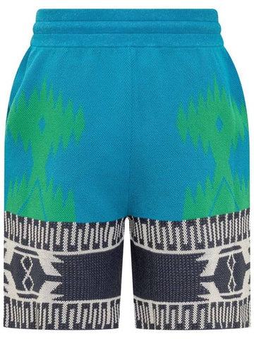 Alanui Blue Multicolour Cotton Blend Shorts - ALANUI - BALAAN 1