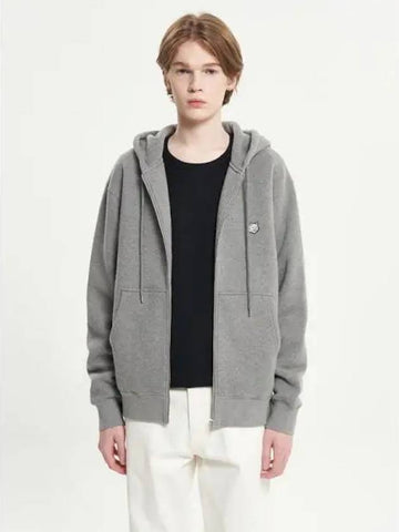 Men s bold foxhead patch comfort zip up hooded sweatshirt hoodie medium gray melange domestic product - MAISON KITSUNE - BALAAN 1