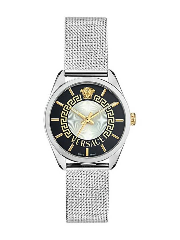 Versace New V Circle Quartz Men's Black Guilloche Dial Watch VE8A00324 - VERSACE - BALAAN 1