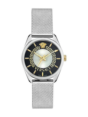 Versace New V Circle Quartz Men's Black Guilloche Dial Watch VE8A00324 - VERSACE - BALAAN 1