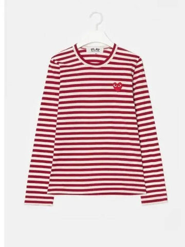 Unisex Red Heart Waffen Striped T shirt White Domestic Product GM0024051646984 - COMME DES GARCONS PLAY - BALAAN 1