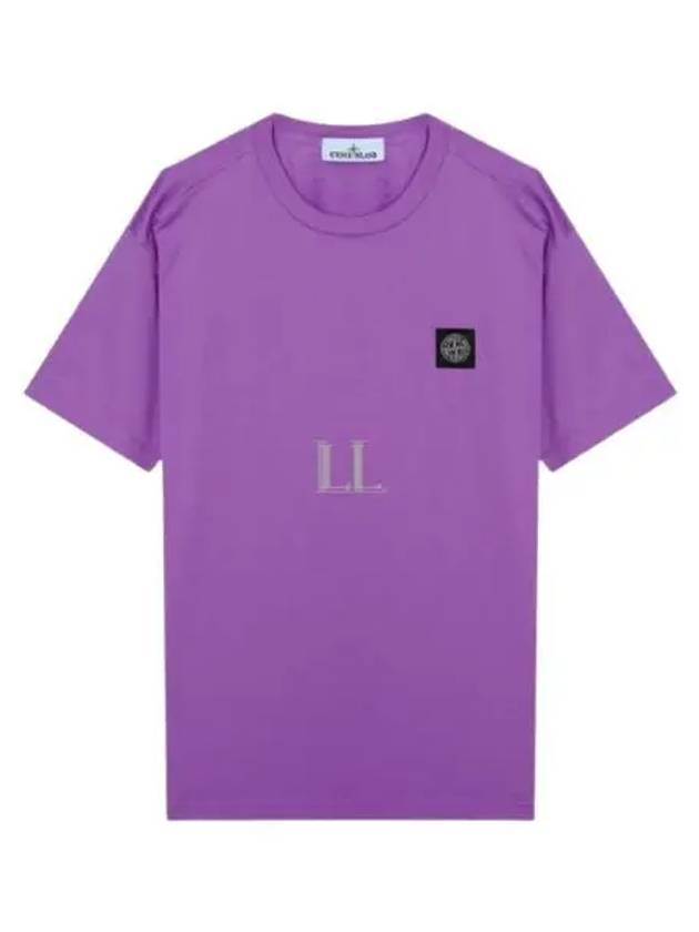 Logo Patch Cotton Short Sleeve T-Shirt Magenta - STONE ISLAND - BALAAN 2