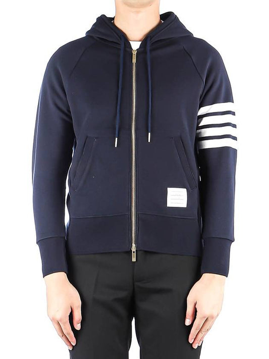 Engineered 4 Bar Diagonal Zip Up Hoodie Navy - THOM BROWNE - BALAAN 2