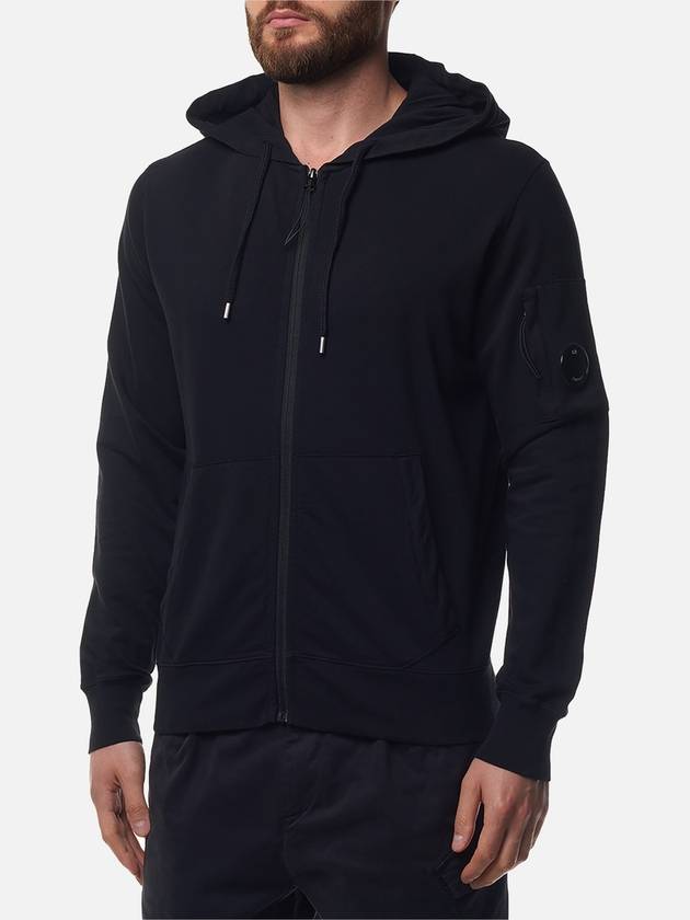 Light Fleece Zip Up Hoodie Black - CP COMPANY - BALAAN 3