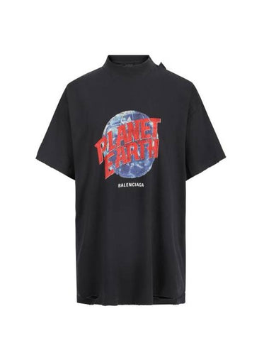 Planet Earth Oversized Short Sleeve T-Shirt Black - BALENCIAGA - BALAAN 1