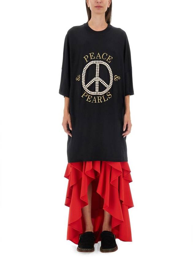 Moschino Peace & Pearls Cotton Interlock Dress - MOSCHINO - BALAAN 1