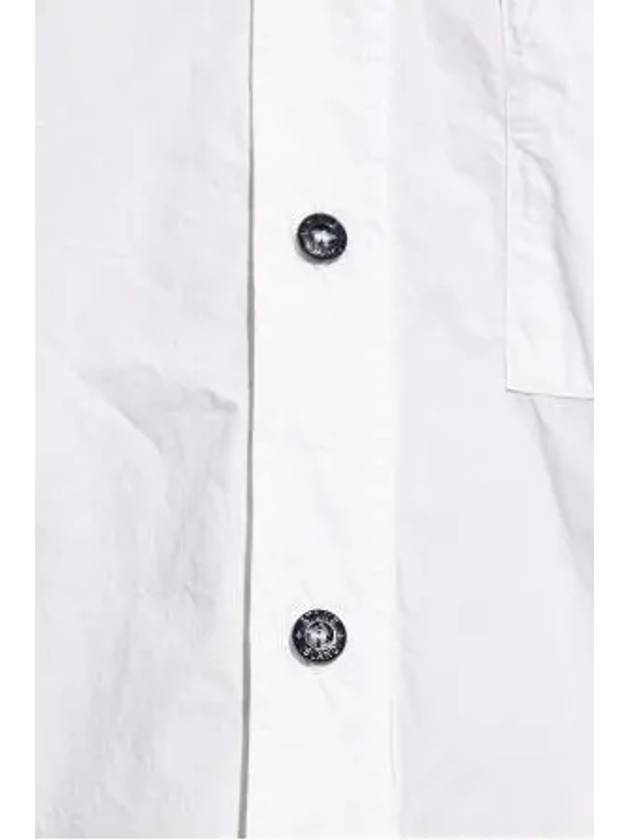 Logo Print Cotton Long Sleeve Shirt White - STONE ISLAND - BALAAN 5