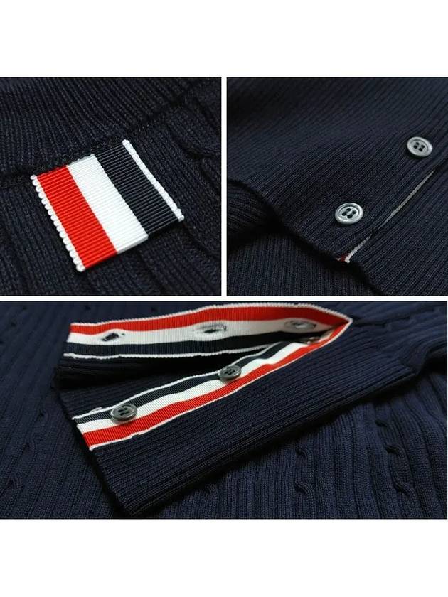 Baby Cable Cotton 4 Bar Crew Neck Knit Top Navy - THOM BROWNE - BALAAN 5