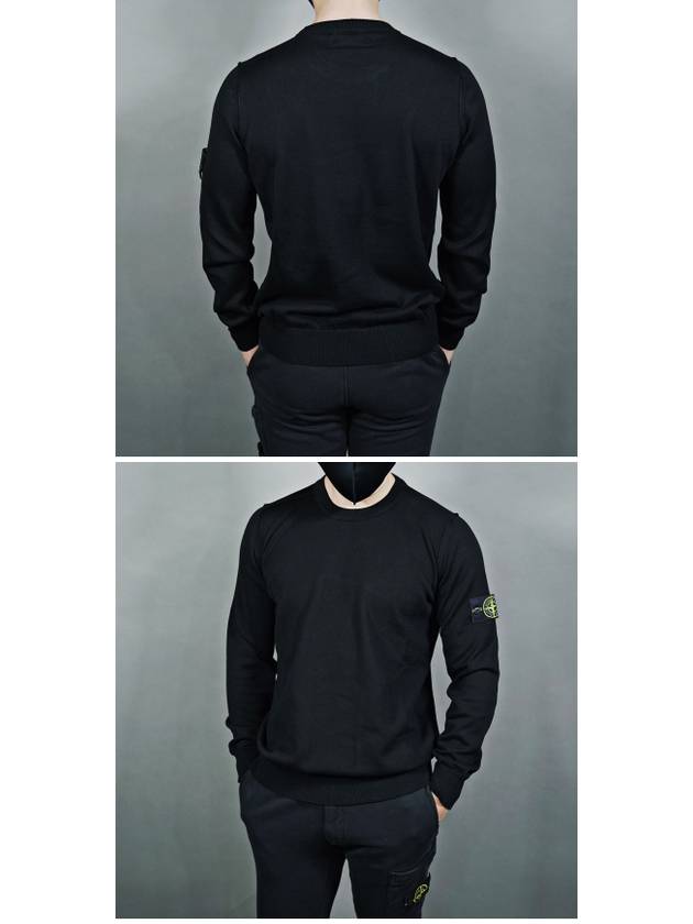 Logo Patch Knit Top Black - STONE ISLAND - BALAAN 8