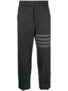 Donegal Tweed Low Rise 4 Bar Backstrap Straight Pants Grey - THOM BROWNE - BALAAN 2