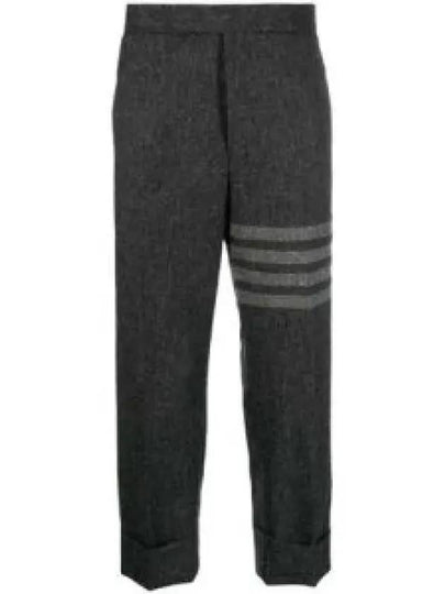 Donegal Tweed Low Rise 4 Bar Backstrap Straight Pants Grey - THOM BROWNE - BALAAN 2