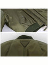 Cropped Re-Nylon Down Bomber Jacket Military Green - PRADA - BALAAN 7