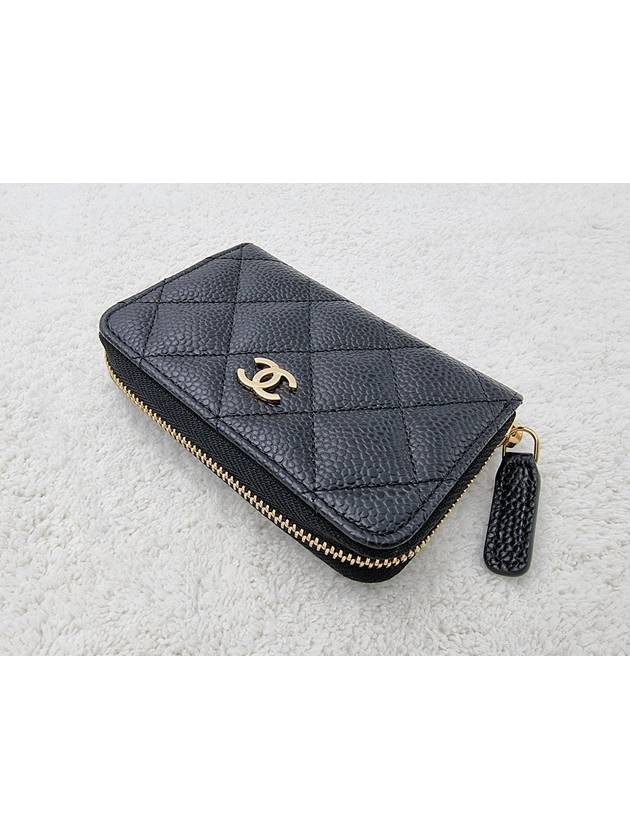 Classic Zipped Coin Purse Grained Calfskin & Gold Black - CHANEL - BALAAN 5