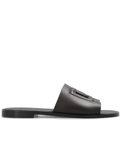 DG Logo Leather Sandals Brown - DOLCE&GABBANA - BALAAN 2