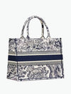 Toile De Jouy Embroidery Medium Book Tote Bag Ecru Navy - DIOR - BALAAN 5