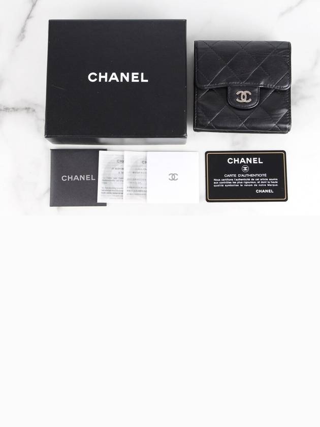 CC logo lambskin bifold wallet black - CHANEL - BALAAN 2