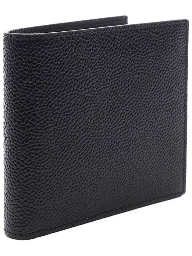 Pebble Grain Leather Half Wallet Black - THOM BROWNE - BALAAN 4