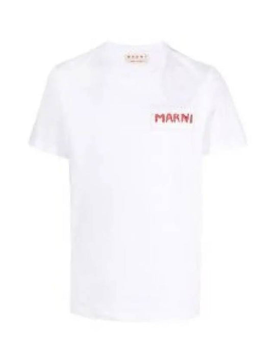 Stitched Logo T-Shirt Lily White HUMU0198X0 UTC017 00W01 - MARNI - BALAAN 2