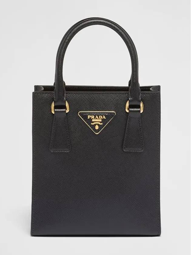 Triangular Logo Saffiano Leather Tote Bag Black - PRADA - BALAAN 2