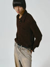 Wool Crochet Long Sleeves Shirt Brown - NOIRER - BALAAN 2