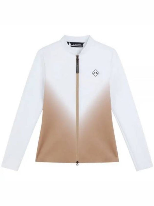 Halo Full Zip Mid Layer Zip Up Jacket White Brown - J.LINDEBERG - BALAAN 1