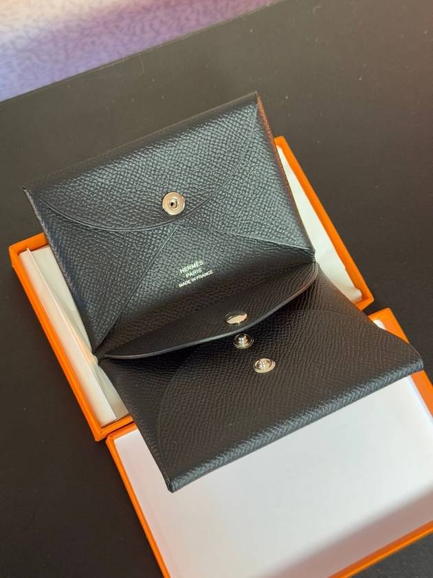 Calvi Duo Compact Card Wallet Noir - HERMES - BALAAN 9