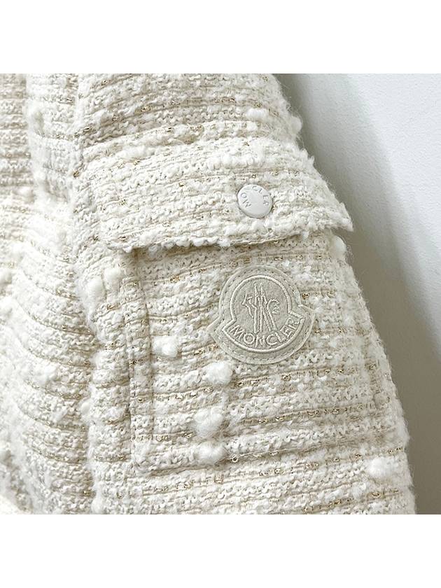 Women s FOURMINES Tweed Logo Patch Short Down Padded Jacket White Ivory 1A00160 5980U M11 - MONCLER - BALAAN 4