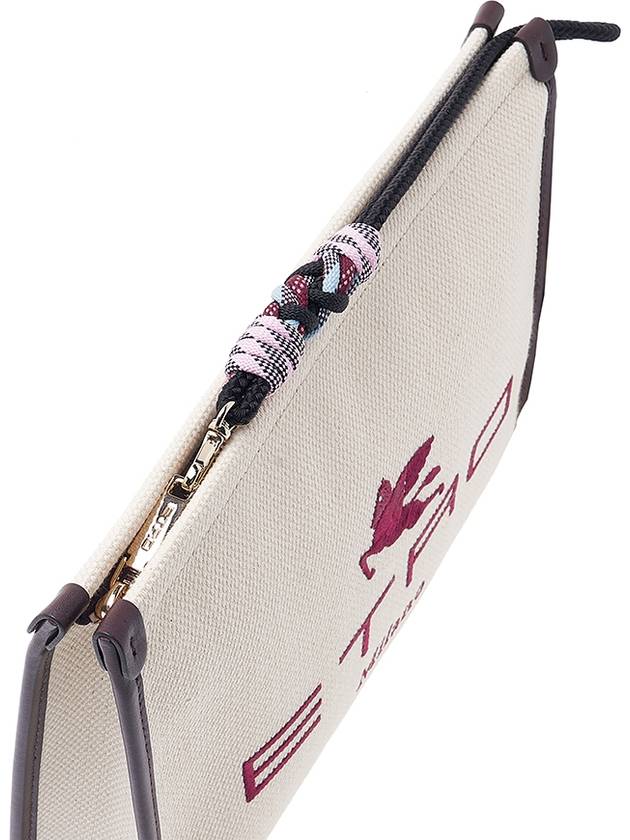 Embroidered Logo Clutch Bag Beige - ETRO - BALAAN 8