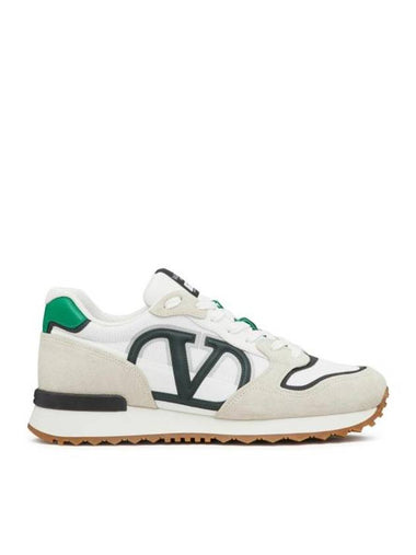 V Logo Low Top Sneakers Green White - VALENTINO - BALAAN 1