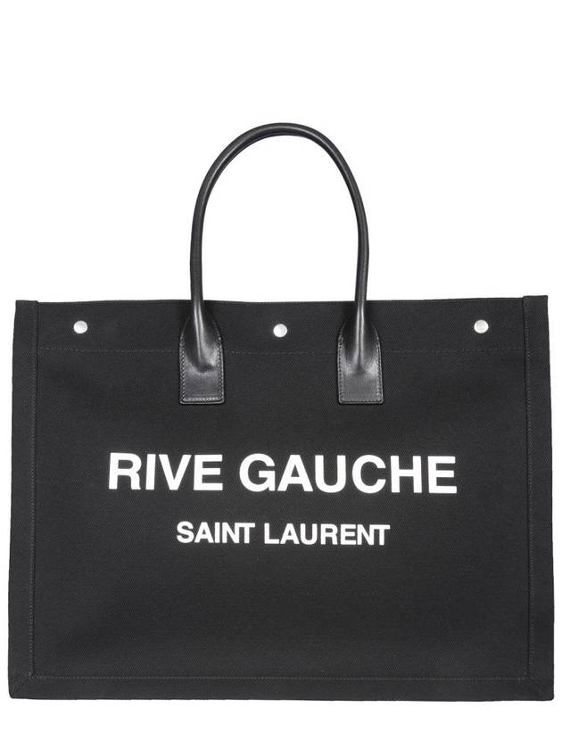 Rive Gauche Cotton Canvas Tote Bag Black - SAINT LAURENT - BALAAN 2