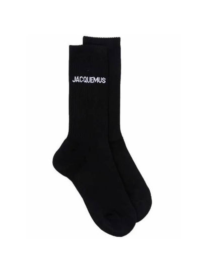 Les Chaussettes Ribbed Crew Socks Black - JACQUEMUS - BALAAN 2