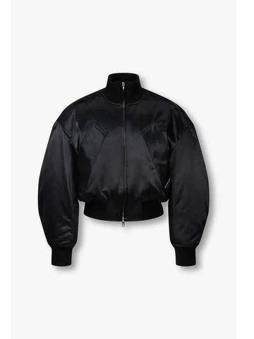 Slanted pocket cropped bomber jacket black - ALEXANDER WANG - BALAAN 1