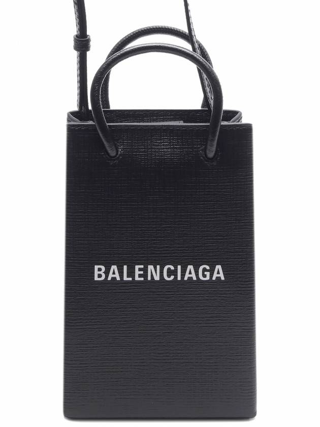 Logo Leather Phone Holder Mini Bag Black - BALENCIAGA - BALAAN 2