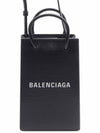 Logo Leather Phone Holder Mini Bag Black - BALENCIAGA - BALAAN 3